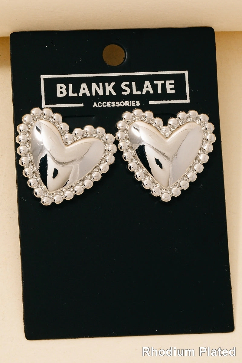Silver Heart Shield Stud