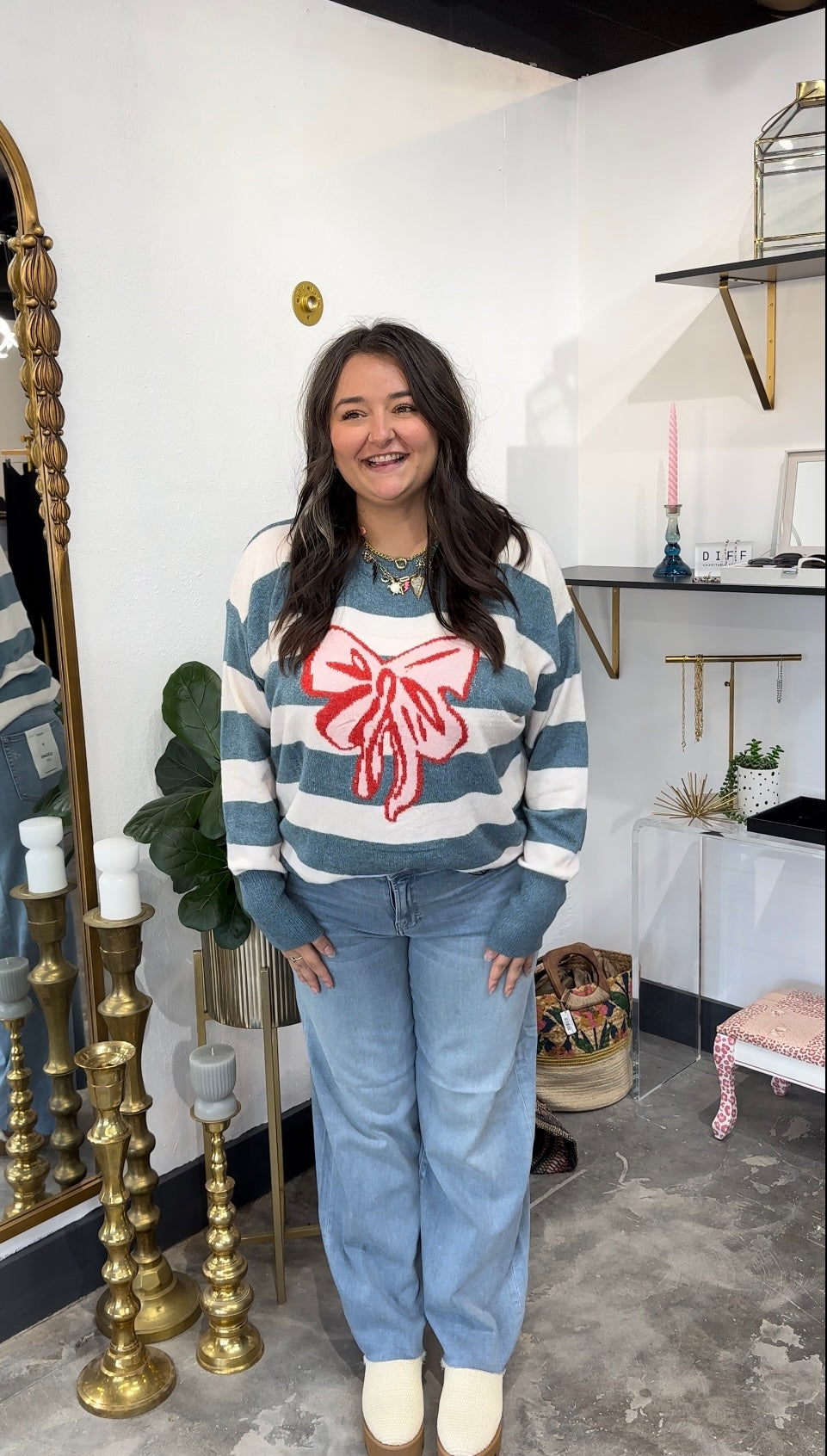 Bashful Blue Bow Sweater