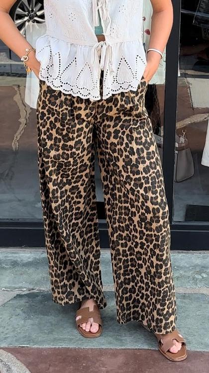 Cheetah Print Wide Leg Pant