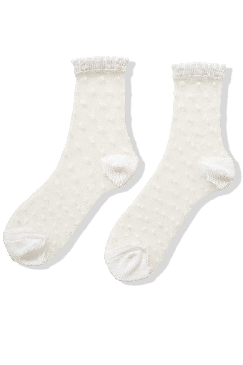 Polka Sock - White