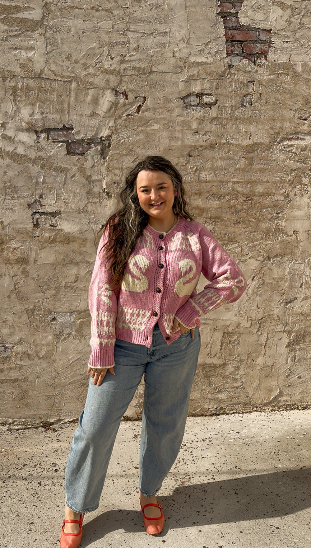 Swan Cardigan - Pink