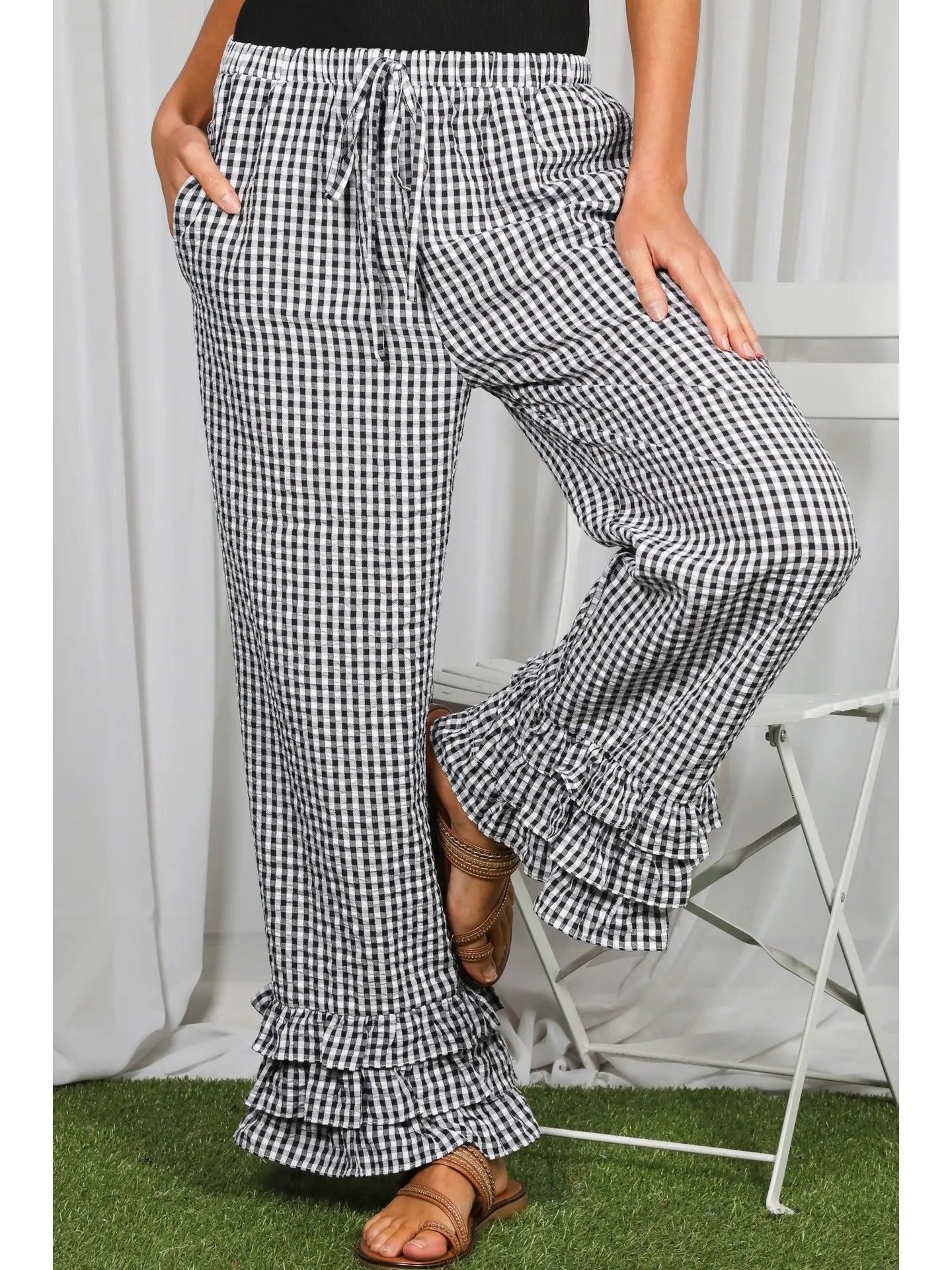 Jentry Ruffle Pants - Black