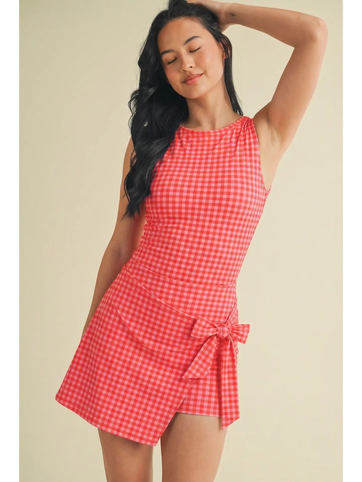 Pink Gingham Wrap Dress