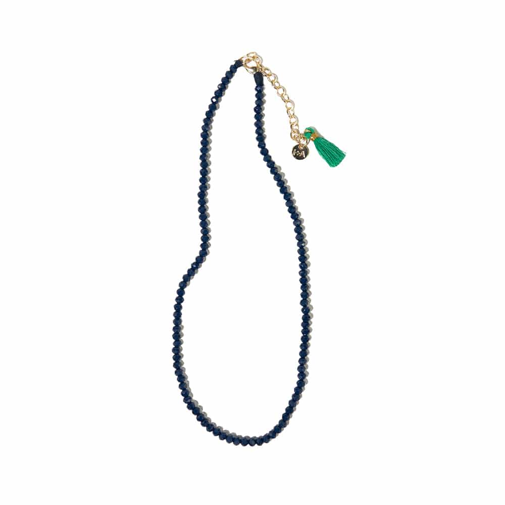 Hayden Navy Crystal Tassel Necklace