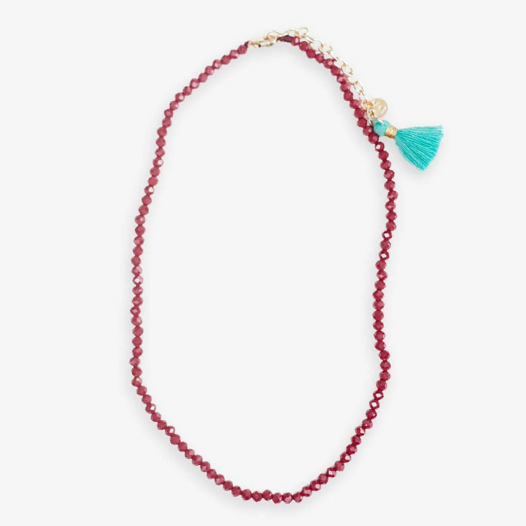 Hayden Maroon Crystal Necklace