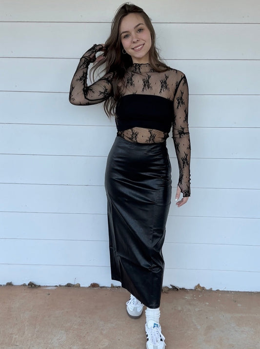 Julieta Pu Leather Maxi Skirt