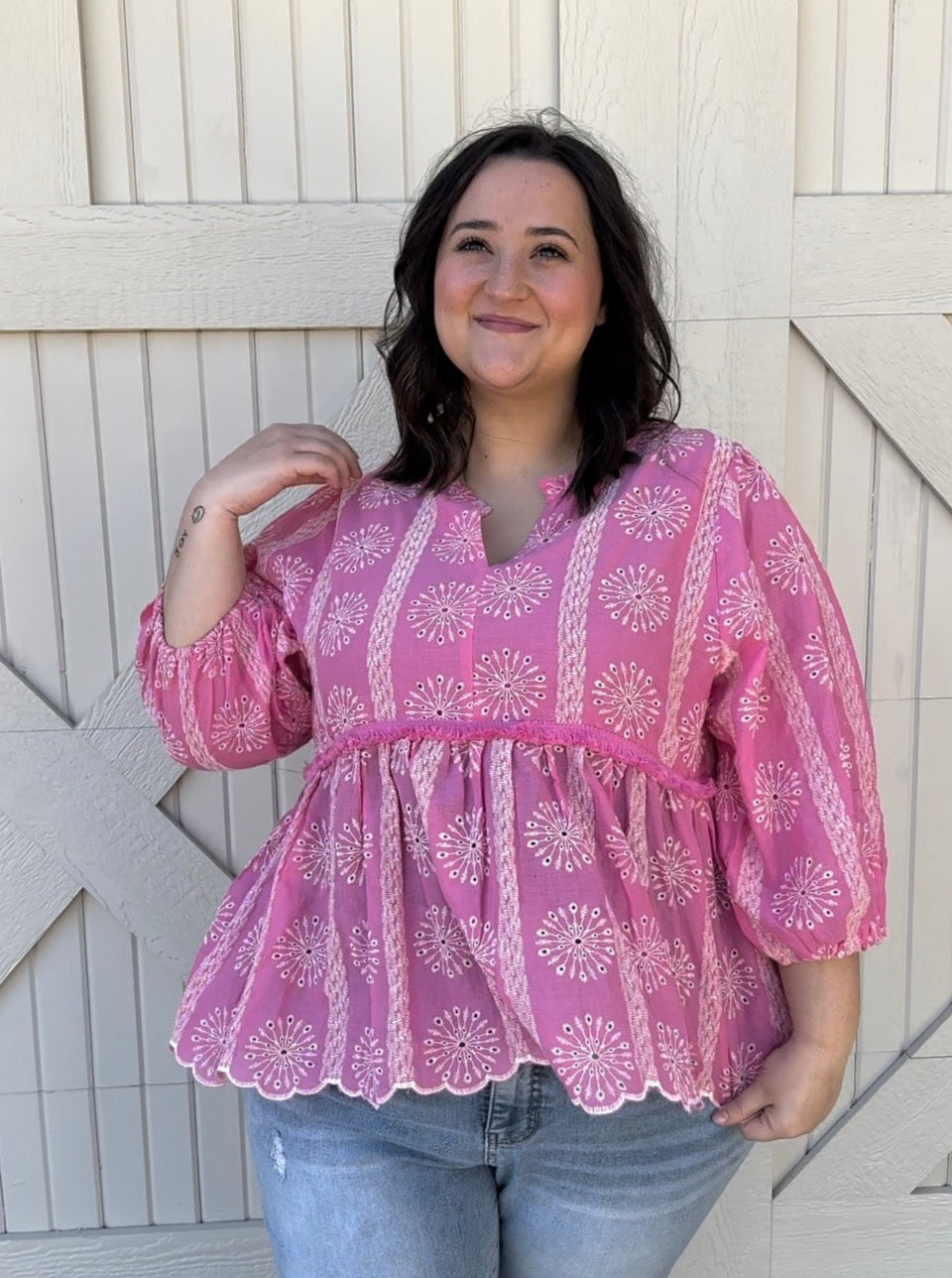 Pink Eyelet Blouse