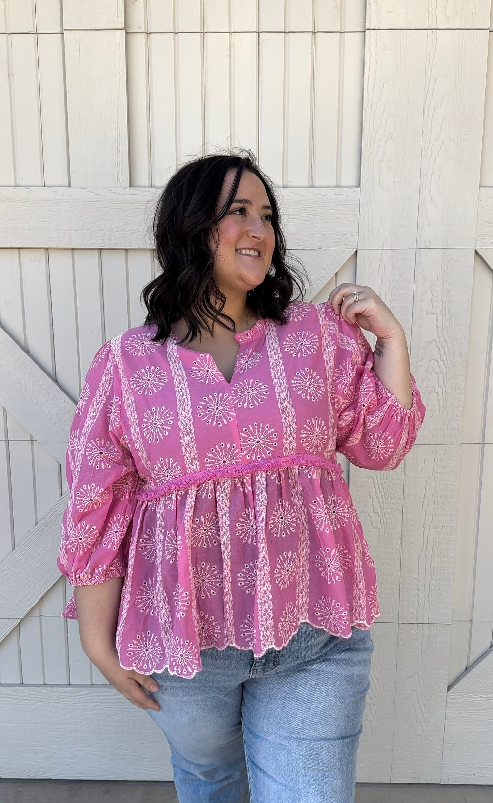 Pink Eyelet Blouse