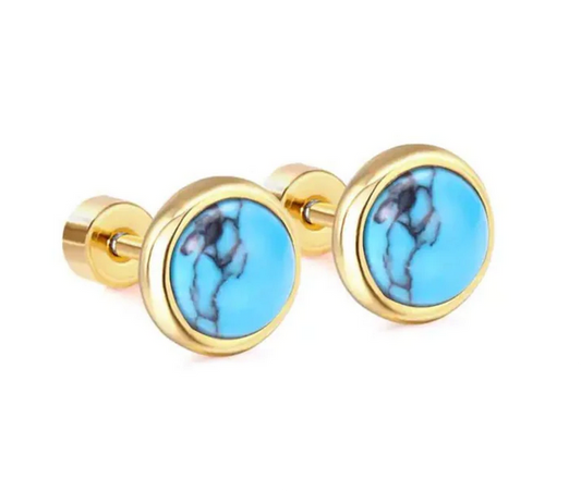 Screwback Stud Earring-Turquoise Studs