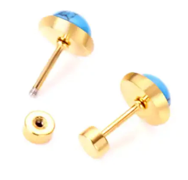 Screwback Stud Earring-Turquoise Studs