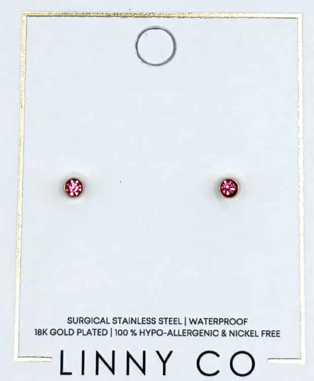 Screwback Stud Earring-Pink Diamond Studs