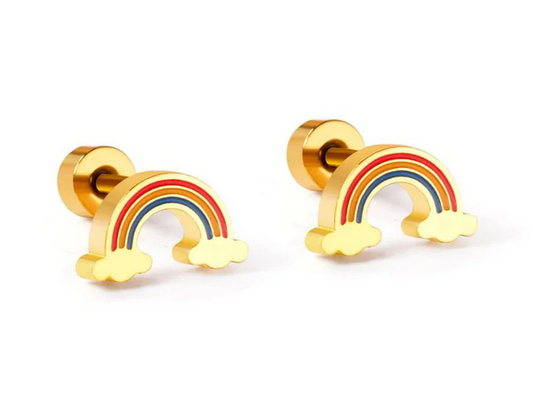 Screwback Stud Earring-Painted Rainbows