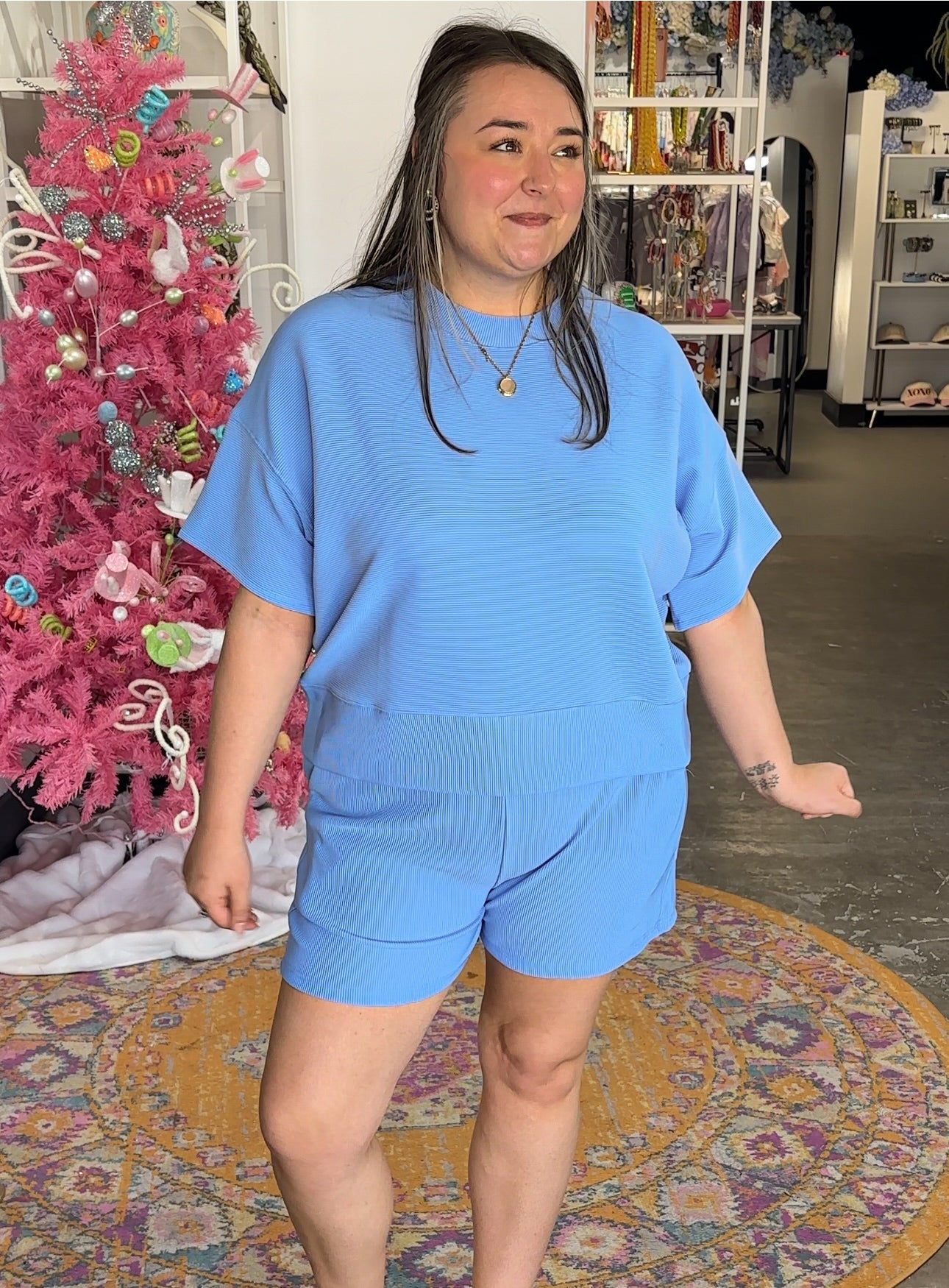 Everyday Ribbed Top - Blue - Motley Market