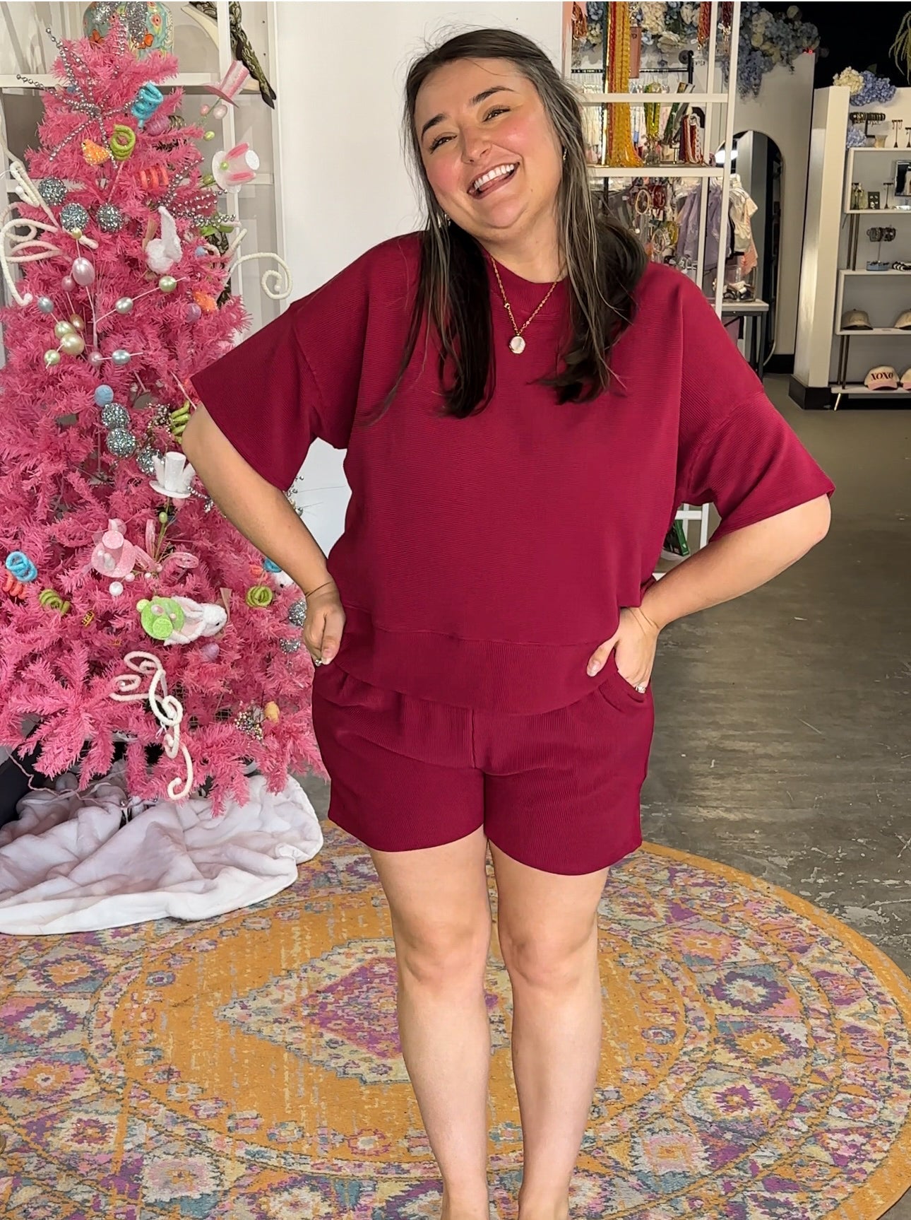Everyday Ribbed Top - Wine - Motley Market