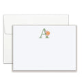 Personalized Floral Initial Flat Notecard Set Green - Motley Market
