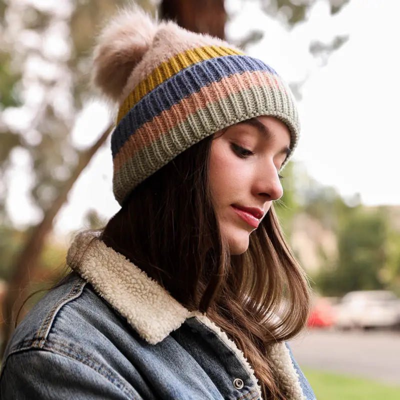 Pink Stripe Beanie - Motley Market